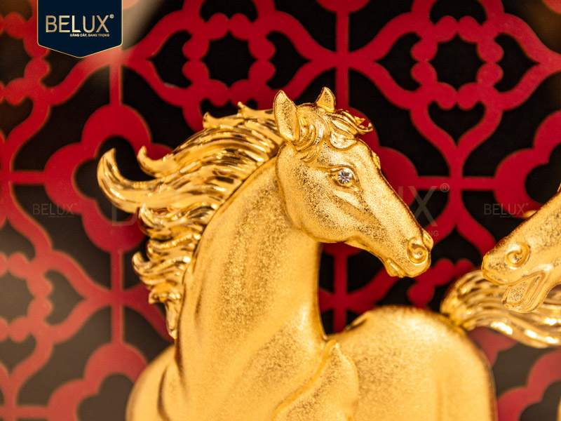 Tranh Song Mã Mạ Vàng 24k 34x27cm